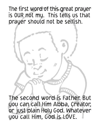 Lord's Prayer bulletin insers. Free printable coloring pages and