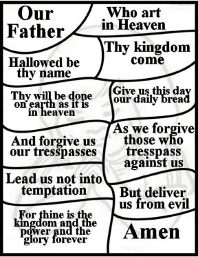 Lord's Prayer bulletin insers. Free printable coloring pages and